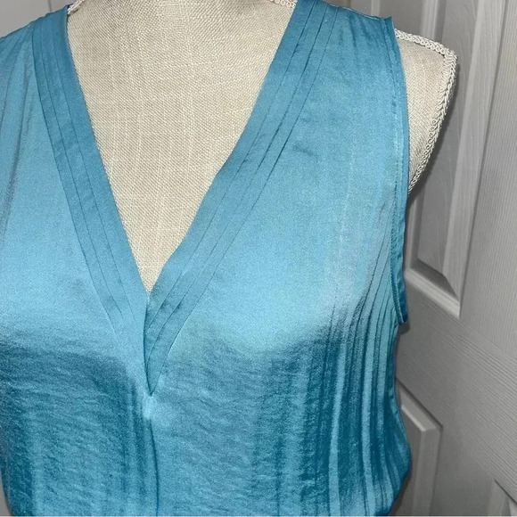 The Impeccable Pig v-neck, sleeveless, teal, ruffled tiered, mini dress - Picture 2 of 12